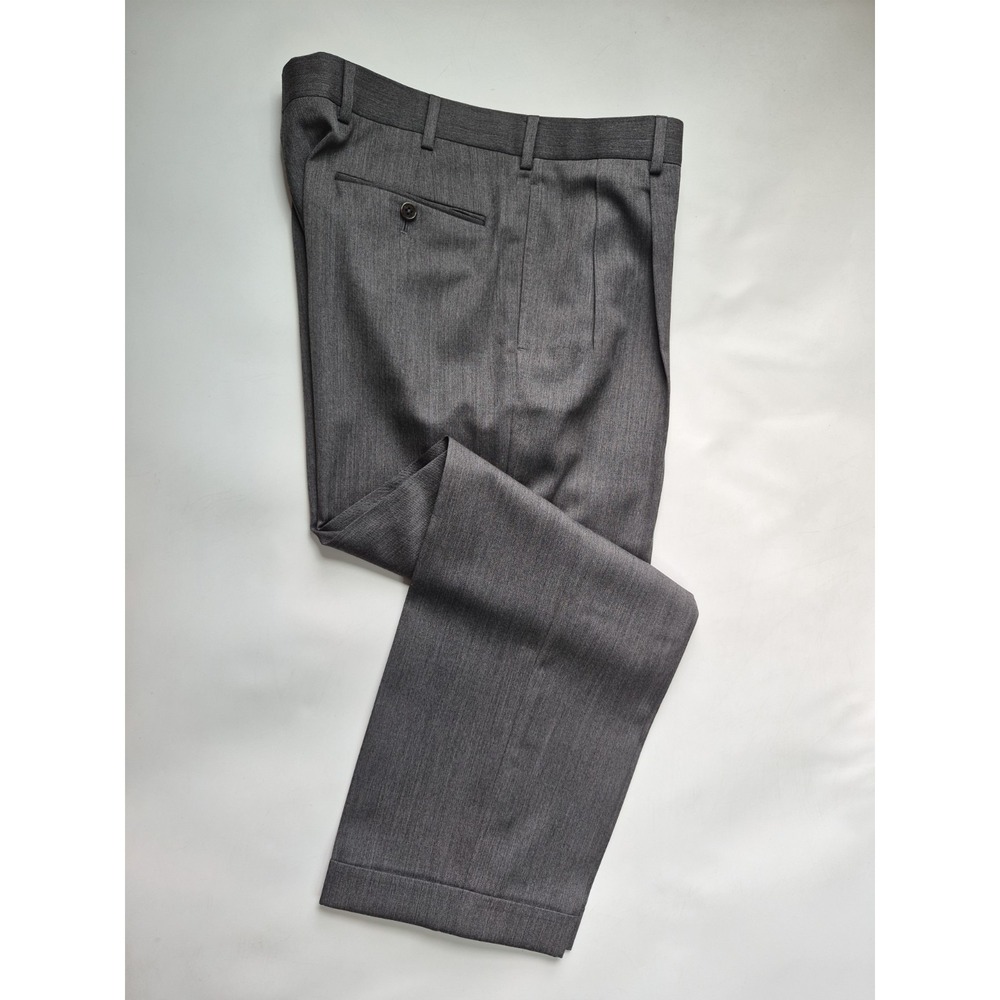 Brooks Brothers Mens Pleated Wool Dress Pants 36x28 Gray Madison Fit Cuffed